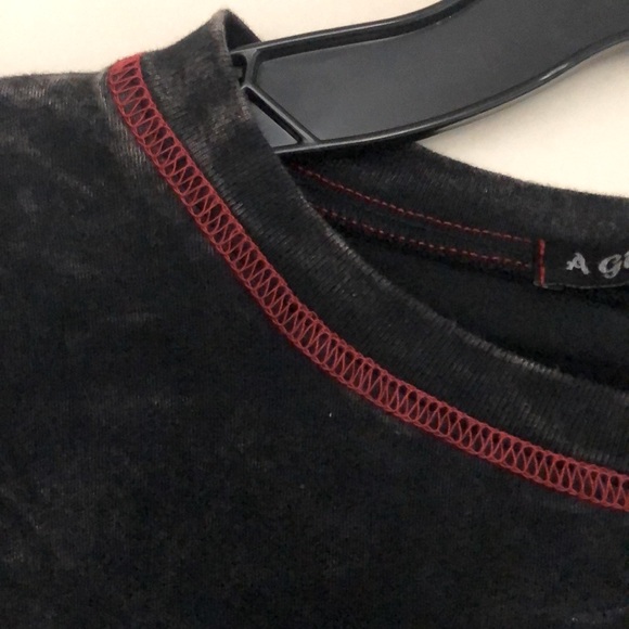 New Destructed Crop mineral washed Long sleeve Jersey T-shirt! Medium! Made USA! - Picture 4 of 10